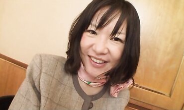 Mature Chinese dark-haired with highly fur covered cooch Makiko Nakane having joy with a dude two
