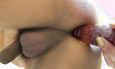 Thai t-girl with hairy man meat Alice in the shower frolicking with bang-out fucktoys