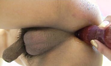 Thai t-girl with hairy man meat Alice in the shower frolicking with bang-out fucktoys