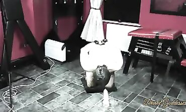 Brunette Mistress Forces Porcelain Beauty to Masturbate While Anally Plugged
