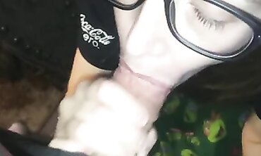 Superb Tiny Nerdy Damsel Blows Man-Meat Wondrous Raunchy - Getting
