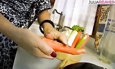 Kitchen Cucumber Anal Fuck with Big Boobs