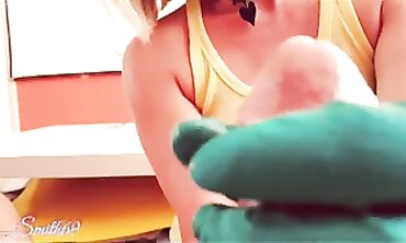 Kitty Smith69 Gives a Slow Handjob in Green Gloves and Mask
