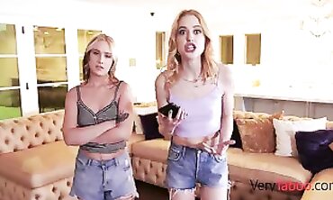 Chloe & Gwen Blackmailed And Pounded By Stepbrother