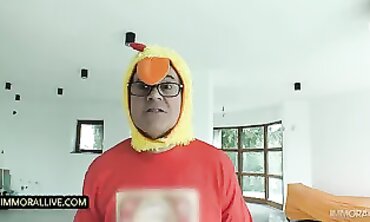Petite Renata Fox Gets Banged in Pink Bunny Cosplay