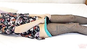 Little Nika's Solo Anal Play with Toys and Stockings