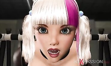 Platinum Blonde Beauty Handcuffed for African Doggystyle