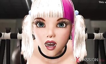 Platinum Blonde Beauty Handcuffed for African Doggystyle