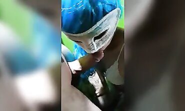 POV: Beauty in Tiny Denim Cut-offs Takes Deep Throat