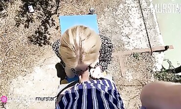Blonde Russian Babe Catches Eyes With Public Blowjob