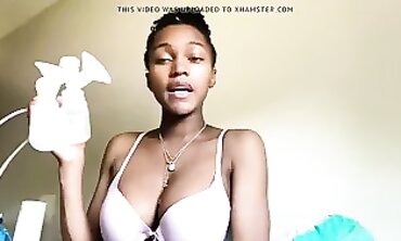 Adorable barely legal Ebony Girl Pumps Her Boobs