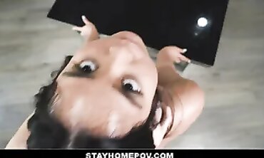 Luna Mills Offers Roommate a Steak in POV Interracial