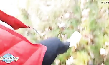 POV MILF Blowjob in the Hotel Garden