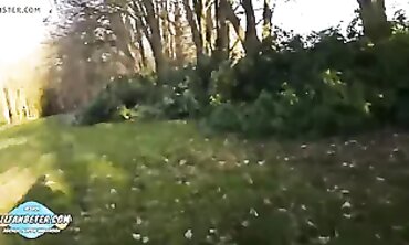 POV MILF Blowjob in the Hotel Garden