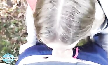 POV MILF Blowjob in the Hotel Garden