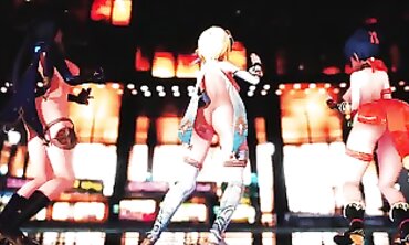 MMD: Lumine & Xiangling's Natural Boobs Wank Contest