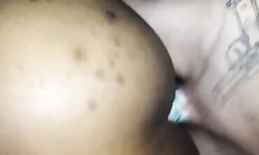 Ebony MILF Creams on Interracial Milky Lollipop