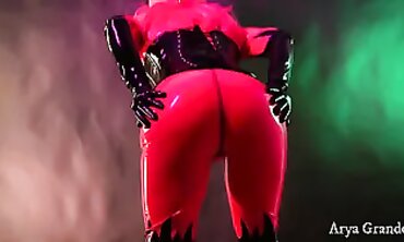 Love In Red Vinyl Catsuit Posing Solo