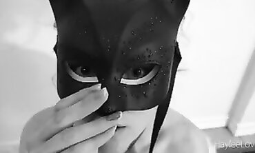 POV Ebony MILF Haylee Love Gets a Masked Blowjob and Handjob