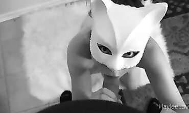 POV Ebony MILF Haylee Love Gets a Masked Blowjob and Handjob