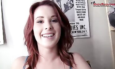 Petite Redhead Valentine Gives Mature Man a POV Blowjob