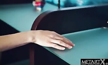 Cute Blonde Girl Plays With Her Hairy Pussy Using A Pencil