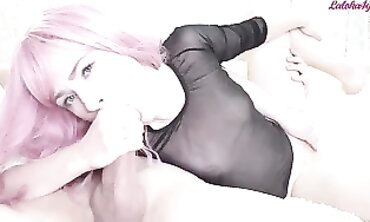 Stunner With Colored Hair Swallows Mistress's Huge Cock
