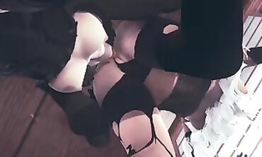 A2 and B2 Lesbian Threesome in 60FPS
