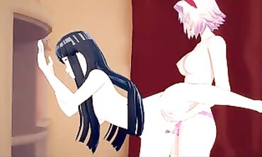 Hinata Takes a Rough Strap-On from Sakura in Naruto Hentai