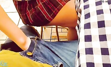 college girl Masturbates Under The Table During Class