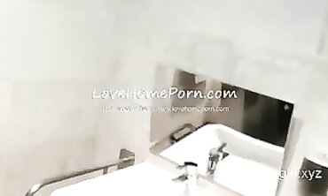 Outdoor Threesome: Double Blowjob in Public Toilet
