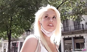 German Scout Street Pickup: Skinny Latina Blonde in Denim