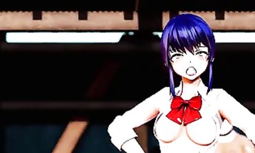 Aoi Shiro Gets Roughly Boned in a Public MMD Orgy