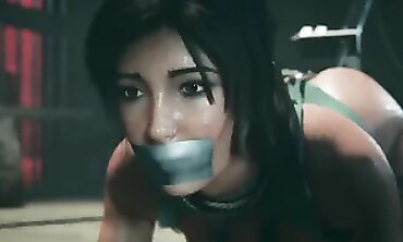 Brunette MILF Lara Ball-Gagged and Bound for Machine Hardcore Sex
