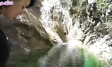 French Brunette Squirts and Masturbates in Public Paradise