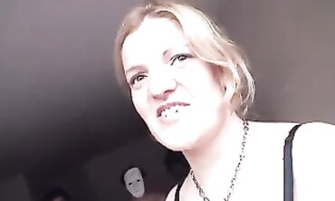 Blonde and Brunette Milfs Gangbang with Deep Throats and Cum Swallowing