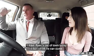 Spanish Brunette Rides Hard in Public Cowgirl Style