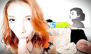 Bizarre Ginger Redhead Masturbates with Buttplug
