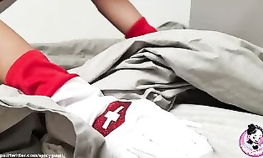 Petite Chinese Nurse Gives POV Blowjob to Patient