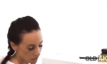 4K Mature Beauty Takes Skinny Boy To Work
