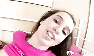 Skinny Brunette Student Gets Anal Creampie in Guest Room