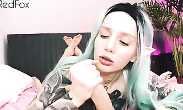 POV Handjob and Head from Spectacular barely legal Elf Cosplayer