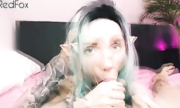 POV Handjob and Head from Spectacular barely legal Elf Cosplayer