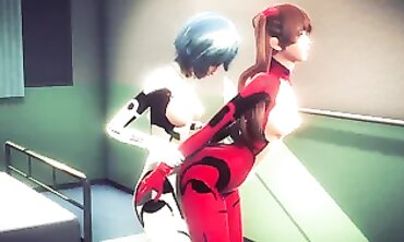 Asuka and Rei Lesbian Strap-On Sex in Neon Genesis Evangelion