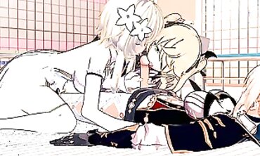Genshin-Inspired Futanari Trio in 3D Animation