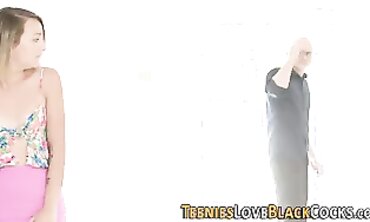 XXL Interracial Blowjob With Blonde Teen