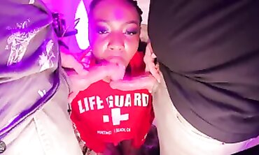 Ebony Threesome: Double Penetration and Frottage Creampie