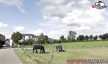 Skinny German MILF Housewife Has Sex on a Farm