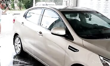 BBW Love Flashes in the Outdoors at a Parking Lot
