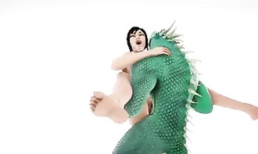 Stupid Goddess Gets Double Penetrated by Reptile Monster
